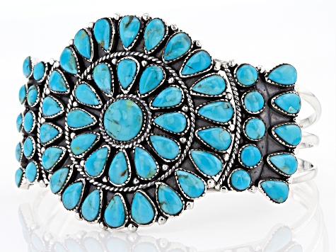 Pre-Owned Blue Turquoise Kingman Silver Bracelet