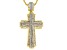 Pre-Owned White Diamond 14k Yellow Gold Over Sterling Silver Cross Pendant With Round Box Chain 0.95