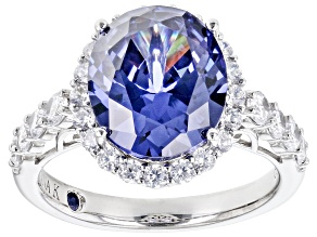 Pre-Owned Blue And White Cubic Zirconia Platineve Anniversary Ring 6.81ctw