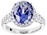 Pre-Owned Blue And White Cubic Zirconia Platineve Anniversary Ring 6.81ctw