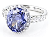 Pre-Owned Blue And White Cubic Zirconia Platineve Anniversary Ring 6.81ctw