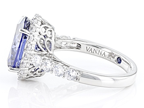 Pre-Owned Blue And White Cubic Zirconia Platineve Anniversary Ring 6.81ctw