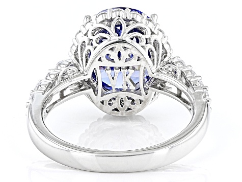 Pre-Owned Blue And White Cubic Zirconia Platineve Anniversary Ring 6.81ctw
