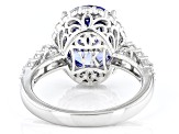 Pre-Owned Blue And White Cubic Zirconia Platineve Anniversary Ring 6.81ctw