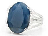 Pre-Owned Blue Sapphire Sterling Silver Solitaire Ring 8.00ct
