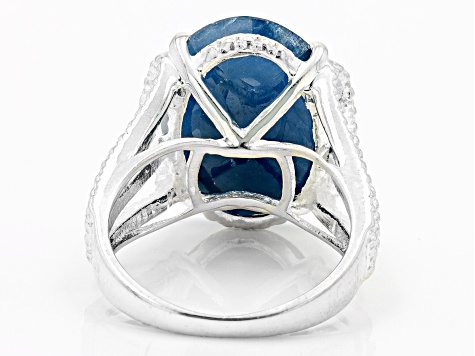 Pre-Owned Blue Sapphire Sterling Silver Solitaire Ring 8.00ct