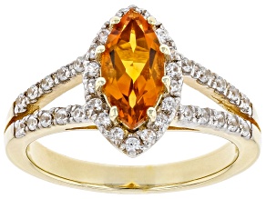 Pre-Owned Orange Madeira Citrine 18K Yellow Gold Over Sterling Silver Ring 1.08ctw