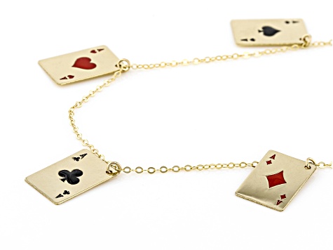 Pre-Owned 10K Yellow Gold Card Station Necklace