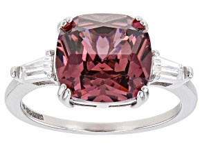 Pre-Owned Blush And White Cubic Zirconia Rhodium Over Sterling Silver Ring 6.25ctw