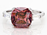 Pre-Owned Blush And White Cubic Zirconia Rhodium Over Sterling Silver Ring 6.25ctw