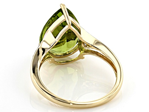 Pre-Owned Green Peridot 14k Yellow Gold Ring 4.83ctw