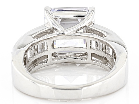 Pre-Owned White Cubic Zirconia Platinum Over Sterling Silver Asscher Cut Ring 10.25ctw