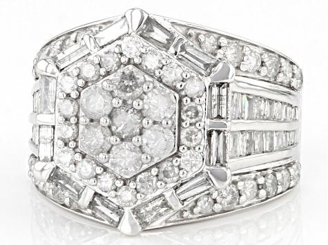 Pre-Owned White Diamond 10K White Gold Cluster Ring 2.00ctw