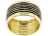 Pre-Owned 10K Yellow Gold Black Enamel Stripe Ring