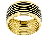 Pre-Owned 10K Yellow Gold Black Enamel Stripe Ring