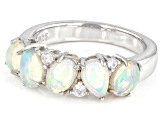 Pre-Owned Multicolor Ethiopian Opal Rhodium Over Sterling Silver Band Ring 1.52ctw