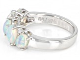 Pre-Owned Multicolor Ethiopian Opal Rhodium Over Sterling Silver Band Ring 1.52ctw