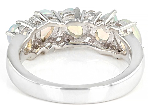 Pre-Owned Multicolor Ethiopian Opal Rhodium Over Sterling Silver Band Ring 1.52ctw