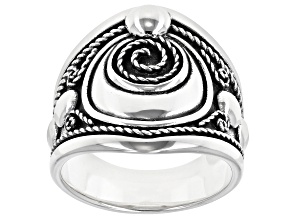 Pre-Owned Oxidized Sterling Silver Spiral Ring