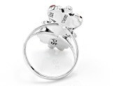 Pre-Owned Red Spiny Oyster Shell Sunburst Sterling Silver Ring