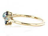 Pre-Owned Blue Topaz, Blue Iolite, Blue Neon Apatite And White Diamond 14k Yellow Gold Cluster Ring