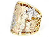 Pre-Owned 10K Yellow Gold Tri-Tone Flower Ring