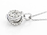 Pre-Owned White Diamond 10K White Gold Cluster Pendant With Rope Chain 0.45ctw