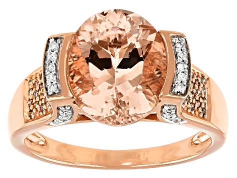 Pre-Owned Peach Morganite 10K Rose Gold Ring 2.94ctw