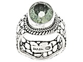 Pre-Owned Green Prasiolite Sterling Silver Ring 3.35ct
