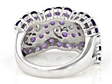Pre-Owned Purple Round African Amethyst Rhodium Over Sterling Silver Ring 2.13ctw