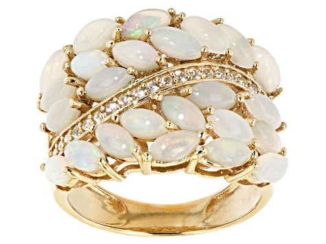 Pre-Owned Ethiopian Opal 18k Yellow Gold over Silver Ring 2.19ctw