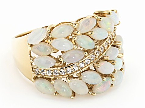 Pre-Owned Ethiopian Opal 18k Yellow Gold over Silver Ring 2.19ctw