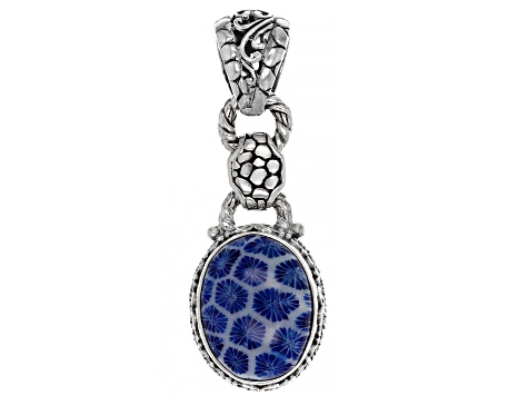 Pre-Owned Navy Blue Indonesian Coral Silver Pendant - P34893 | JTV.com