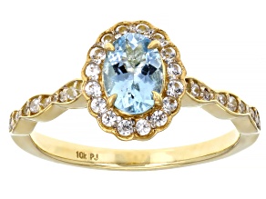 Pre-Owned Blue Aquamarine 10k Yellow Gold Ring 0.91ctw