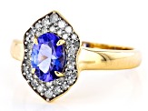 Pre-Owned Tanzanite With White Diamond 10k Yellow Gold Ring 1.24ctw