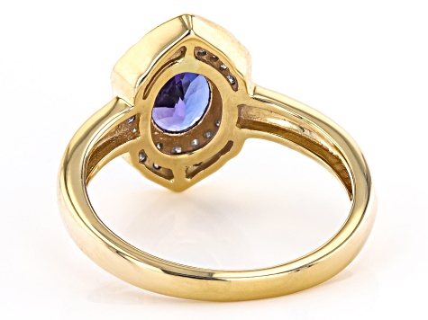 Pre-Owned Tanzanite With White Diamond 10k Yellow Gold Ring 1.24ctw