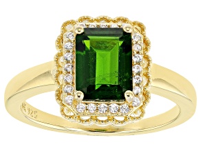 Pre-Owned Green Chrome Diopside 18k Yellow Gold Over Sterling Silver Ring 1.41ctw