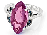 Pre-Owned Blue Color Shift Fluorite Rhodium Over Silver Ring 5.33ctw