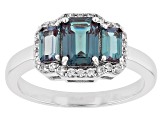 Pre-Owned Blue Lab Created Alexandrite Rhodium Over Sterling Silver Ring 1.80ctw