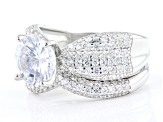 Pre-Owned White Cubic Zirconia Platinum Over Sterling Silver Ring Set 4.76ctw