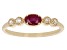 Pre-Owned Red Ruby And White Zircon 10k Yellow Gold Band Ring 0.40ctw