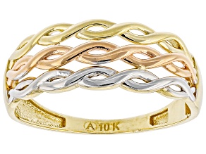 Pre-Owned 10k Yellow Gold Tri-Tone Infinity Ring