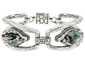 Pre-Owned Green Opal Silver Bracelet