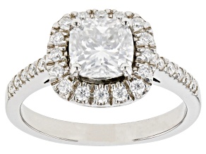Pre-Owned Moissanite Platineve Halo Ring 1.72ctw DEW