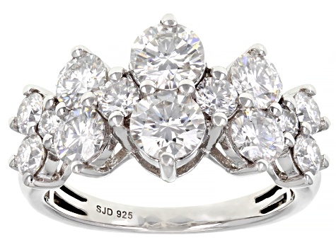 Pre-Owned Moissanite Platineve Cluster Ring 2.64ctw DEW.