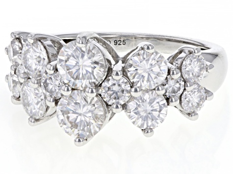 Pre-Owned Moissanite Platineve Cluster Ring 2.64ctw DEW.
