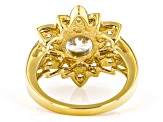 Pre-Owned White Cubic Zirconia 14k Yellow Gold Over Sterling Silver Lotus Flower Ring 4.25ctw