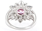 Pre-Owned Pink And White Cubic Zirconia Rhodium Over Sterling Silver Lotus Flower Ring 4.25ctw