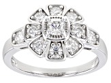 Pre-Owned Moissanite Platineve Flower Ring .82ctw DEW