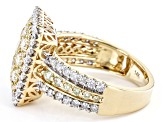 Pre-Owned Natural Yellow And White Diamond 14k Yellow Gold Cluster Ring 1.70ctw